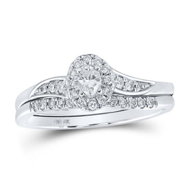 Eternal Love 10kt White Gold Oval Diamond Halo Bridal Wedding Ring Band Set - Splendid Jewellery