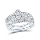 Eternal Love 10kt White Gold Pear Diamond 3 - Piece Bridal Wedding Ring Band Set 7/8 Cttw - Splendid Jewellery