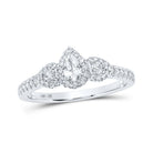 Eternal Love 10kt White Gold Pear Diamond 3 - stone Bridal Wedding Engagement Ring - Splendid Jewellery