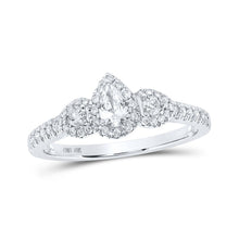 Load image into Gallery viewer, Eternal Love 10kt White Gold Pear Diamond 3 - stone Bridal Wedding Engagement Ring - Splendid Jewellery