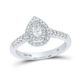 Eternal Love 10kt White Gold Pear Diamond Halo Bridal Wedding Engagement Ring - Splendid Jewellery