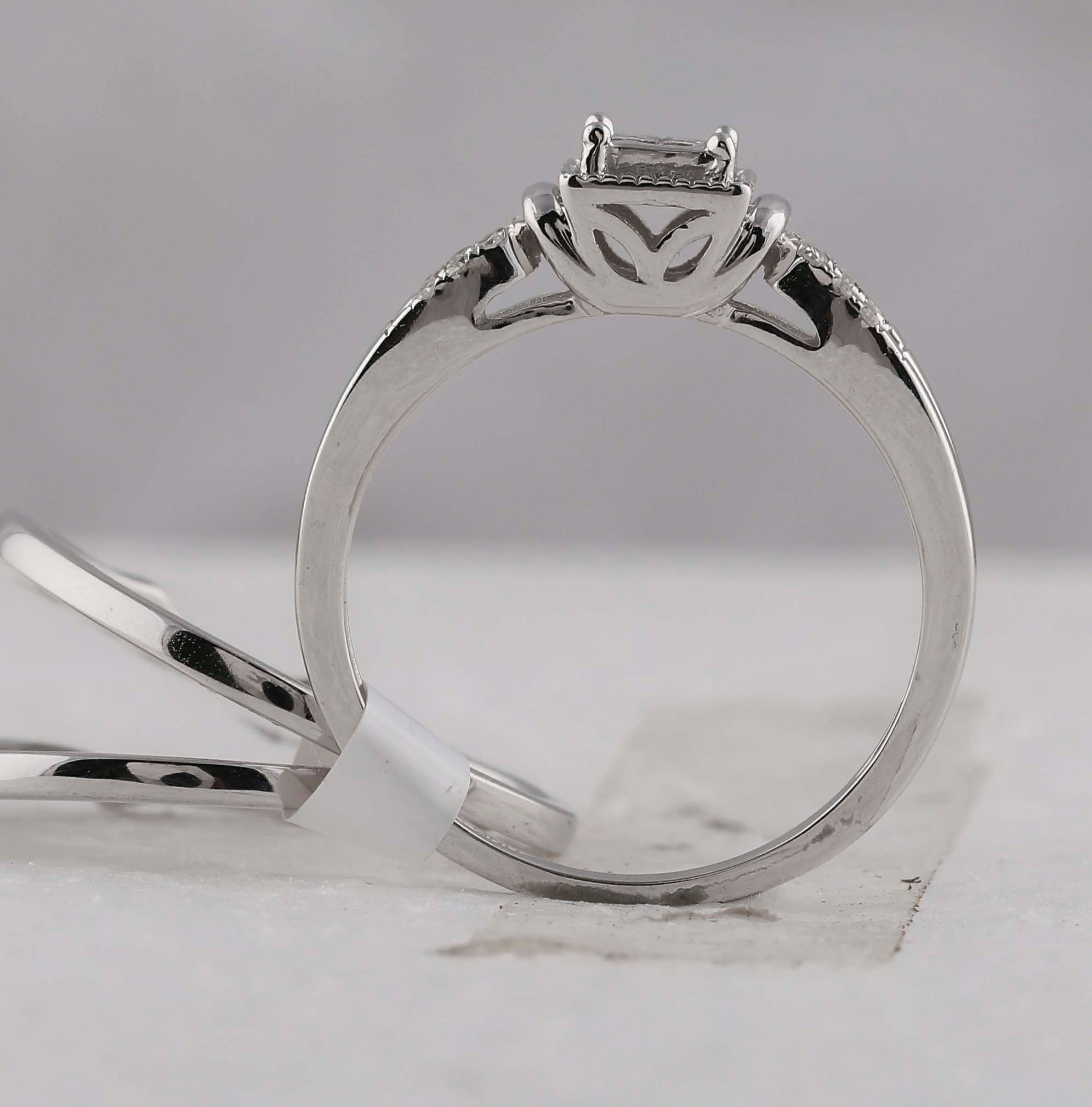 Eternal Love 10kt White Gold Princess Diamond 3 - Piece Bridal Wedding Ring Band Set 1/4 Cttw - Splendid Jewellery