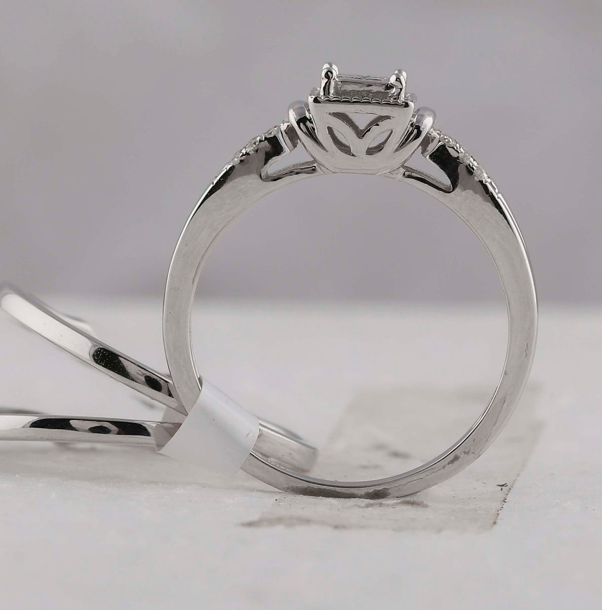 Eternal Love 10kt White Gold Princess Diamond 3 - Piece Bridal Wedding Ring Band Set 1/4 Cttw - Splendid Jewellery