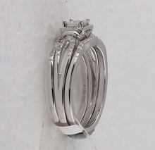 Load image into Gallery viewer, Eternal Love 10kt White Gold Princess Diamond 3-Piece Bridal Wedding Ring Band Set 1/4 Cttw Top View from Splendid Jewellery
