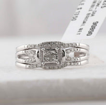 Load image into Gallery viewer, Eternal Love 10kt White Gold Princess Diamond 3 - Piece Bridal Wedding Ring Band Set 1/4 Cttw - Splendid Jewellery