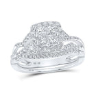 Eternal Love 10kt White Gold Princess Diamond Square Bridal Wedding Ring Band Set - Splendid Jewellery