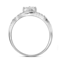 Load image into Gallery viewer, Eternal Love 10kt White Gold Round Diamond 2-Stone Bridal Wedding Ring Band Set 1/2 Cttw Side View from Splendid Jewellery