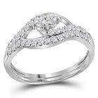 Eternal Love 10kt White Gold Round Diamond 2-Stone Bridal Wedding Ring Band Set 1/2 Cttw Top View from Splendid Jewellery