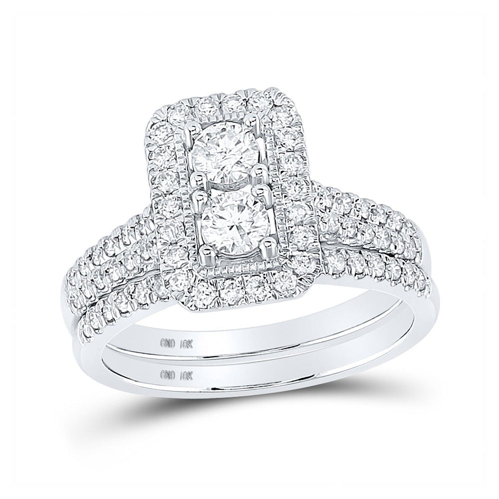 Eternal Love 10kt White Gold Round Diamond 2 - Stone Bridal Wedding Ring Band Set - Splendid Jewellery