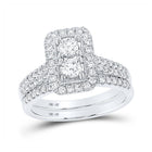 Eternal Love 10kt White Gold Round Diamond 2 - Stone Bridal Wedding Ring Band Set - Splendid Jewellery