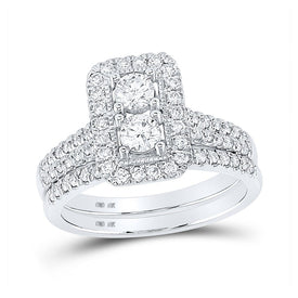 Eternal Love 10kt White Gold Round Diamond 2 - Stone Bridal Wedding Ring Band Set - Splendid Jewellery