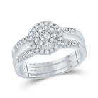 Eternal Love 10kt White Gold Round Diamond 3 - Piece Bridal Wedding Ring Band Set 1/2 Cttw - Splendid Jewellery