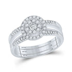 Eternal Love 10kt White Gold Round Diamond 3 - Piece Bridal Wedding Ring Band Set 1/2 Cttw - Splendid Jewellery