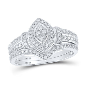 Eternal Love 10kt White Gold Round Diamond Bridal Wedding Ring Band Set - Splendid Jewellery