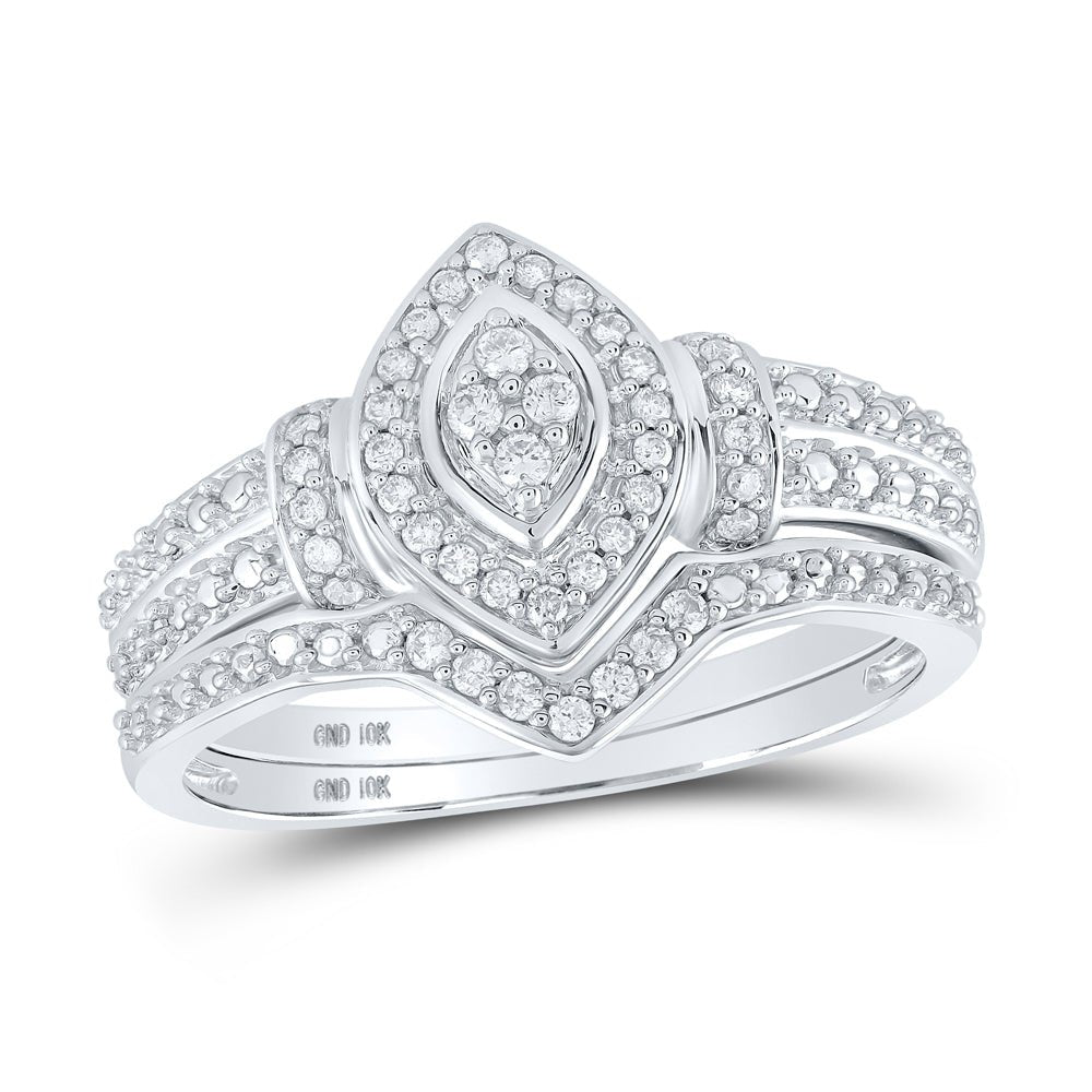 Eternal Love 10kt White Gold Round Diamond Bridal Wedding Ring Band Set - Splendid Jewellery