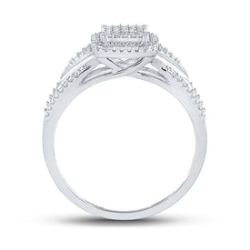 Eternal Love 10kt White Gold Round Diamond Cluster Bridal Wedding Engagement Ring 1/10 Cttw - Splendid Jewellery
