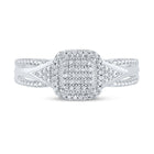 Eternal Love 10kt White Gold Round Diamond Cluster Bridal Wedding Engagement Ring 1/10 Cttw - Alternate view 3 from Splendid Jewellery