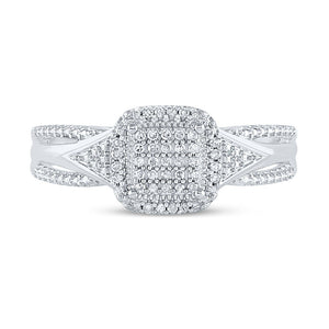 Eternal Love 10kt White Gold Round Diamond Cluster Bridal Wedding Engagement Ring 1/10 Cttw - Splendid Jewellery