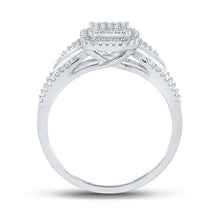 Load image into Gallery viewer, Eternal Love 10kt White Gold Round Diamond Cluster Bridal Wedding Engagement Ring 1/10 Cttw - Alternate view 1 from Splendid Jewellery