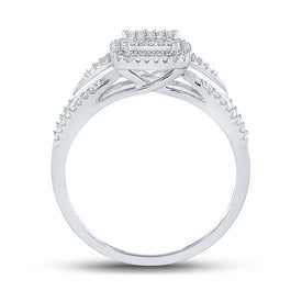 Eternal Love 10kt White Gold Round Diamond Cluster Bridal Wedding Engagement Ring 1/10 Cttw - Alternate view 1 from Splendid Jewellery