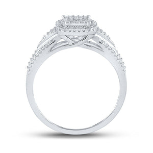 Eternal Love 10kt White Gold Round Diamond Cluster Bridal Wedding Engagement Ring 1/10 Cttw - Splendid Jewellery