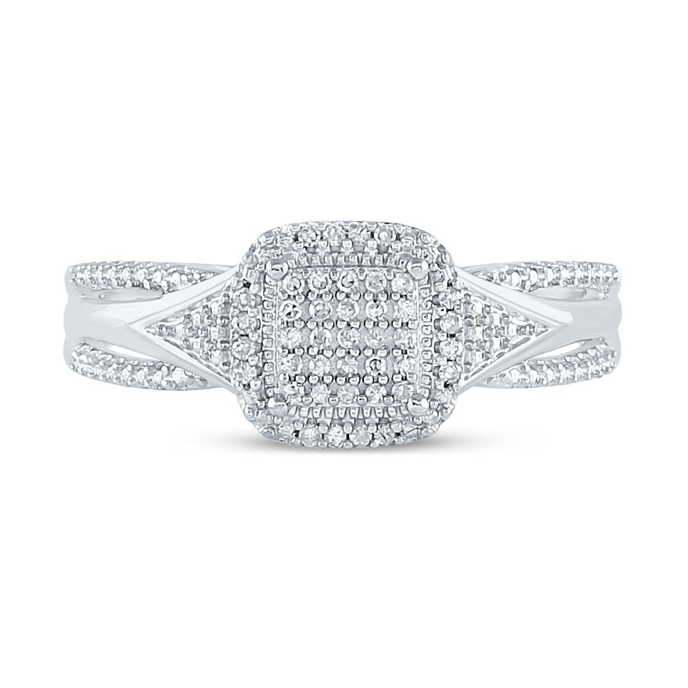 Eternal Love 10kt White Gold Round Diamond Cluster Bridal Wedding Engagement Ring 1/10 Cttw - Splendid Jewellery