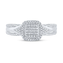 Load image into Gallery viewer, Eternal Love 10kt White Gold Round Diamond Cluster Bridal Wedding Engagement Ring 1/10 Cttw - Splendid Jewellery