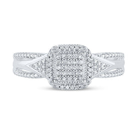 Eternal Love 10kt White Gold Round Diamond Cluster Bridal Wedding Engagement Ring 1/10 Cttw - Splendid Jewellery