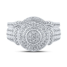 Load image into Gallery viewer, Eternal Love 10kt White Gold Round Diamond Cluster Bridal Wedding Ring Band Set 1/5 Cttw - Splendid Jewellery