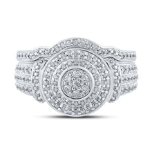 Load image into Gallery viewer, Eternal Love 10kt White Gold Round Diamond Cluster Bridal Wedding Ring Band Set 1/5 Cttw - Alternate view 4 from Splendid Jewellery