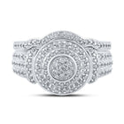 Eternal Love 10kt White Gold Round Diamond Cluster Bridal Wedding Ring Band Set 1/5 Cttw - Alternate view 4 from Splendid Jewellery
