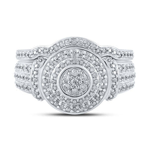 Eternal Love 10kt White Gold Round Diamond Cluster Bridal Wedding Ring Band Set 1/5 Cttw - Splendid Jewellery