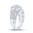 Eternal Love 10kt White Gold Round Diamond Cluster Bridal Wedding Ring Band Set 1/5 Cttw - Alternate view 3 from Splendid Jewellery