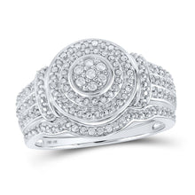 Load image into Gallery viewer, Eternal Love 10kt White Gold Round Diamond Cluster Bridal Wedding Ring Band Set 1/5 Cttw - Splendid Jewellery