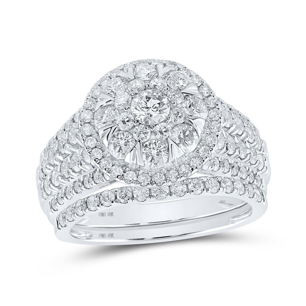 Eternal Love 10kt White Gold Round Diamond Halo Bridal Wedding Ring Band Set - Splendid Jewellery