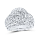Eternal Love 10kt White Gold Round Diamond Halo Bridal Wedding Ring Band Set - Splendid Jewellery