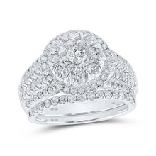Load image into Gallery viewer, Eternal Love 10kt White Gold Round Diamond Halo Bridal Wedding Ring Band Set - Splendid Jewellery