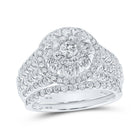 Eternal Love 10kt White Gold Round Diamond Halo Bridal Wedding Ring Band Set - Splendid Jewellery