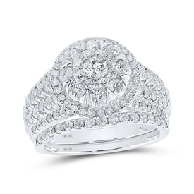 Eternal Love 10kt White Gold Round Diamond Halo Bridal Wedding Ring Band Set - Splendid Jewellery