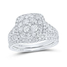 Eternal Love 10kt White Gold Round Diamond Square Halo Bridal Wedding Ring Band Set - Splendid Jewellery