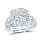 Eternal Love 10kt White Gold Round Diamond Square Halo Bridal Wedding Ring Band Set - Splendid Jewellery