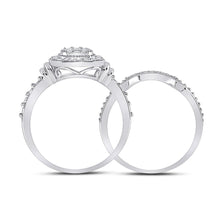 Load image into Gallery viewer, Eternal Love 10kt White Gold Square Diamond Bridal Wedding Ring Set - Alternate view 2 from Splendid Jewellery