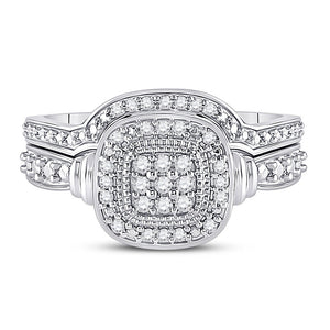 Eternal Love 10kt White Gold Square Diamond Bridal Wedding Ring Set - Splendid Jewellery