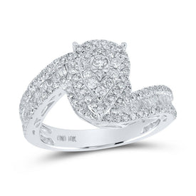 Eternal Love: 10kt White Gold Tear Diamond Bridal Wedding Engagement Ring - Splendid Jewellery