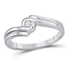 Load image into Gallery viewer, Eternal Love | 10kt White Gold Womens Round Diamond Solitaire Promise Ring 1/20 Cttw | Splendid Jewellery  Top View from Splendid Jewellery
