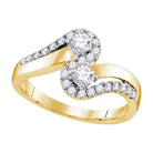 Eternal Love 10kt Yellow Gold Diamond 2 - Stone Engagement Bridal Ring 3/4 Cttw - Splendid Jewellery
