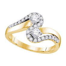 Load image into Gallery viewer, Eternal Love 10kt Yellow Gold Diamond 2 - Stone Engagement Bridal Ring 3/4 Cttw - Splendid Jewellery
