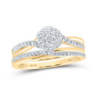 Eternal Love 10kt Yellow Gold Diamond Cluster Bridal Wedding Ring Band Set - Splendid Jewellery