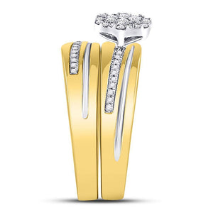 Eternal Love 10kt Yellow Gold Diamond Cluster His and Hers Wedding Set - Splendid Jewellery