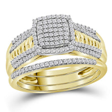 Load image into Gallery viewer, Eternal Love 10kt Yellow Gold Diamond Cluster Wedding Ring Set - Splendid Jewellery